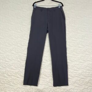 Bogari Mens Pinstripe Dress Pants Charcoal Grey Flat Front Trousers 32x31